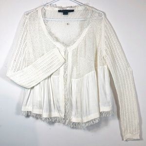 French Connection crochet knit cardigan w. fringe